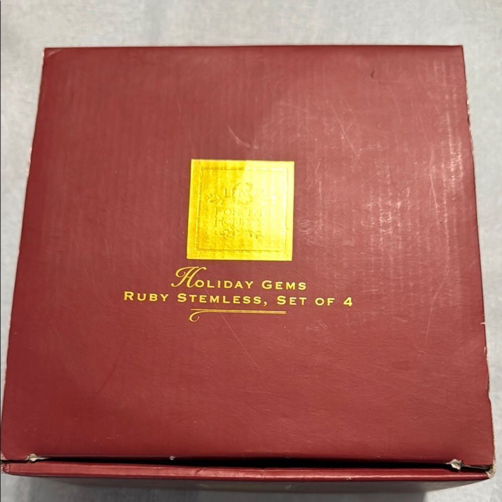 Lenox Holiday Gems Ruby Stemless Glass Set